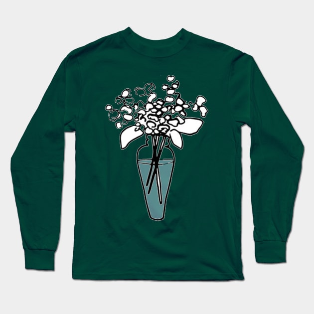 White Flowers Long Sleeve T-Shirt by MotoGirl